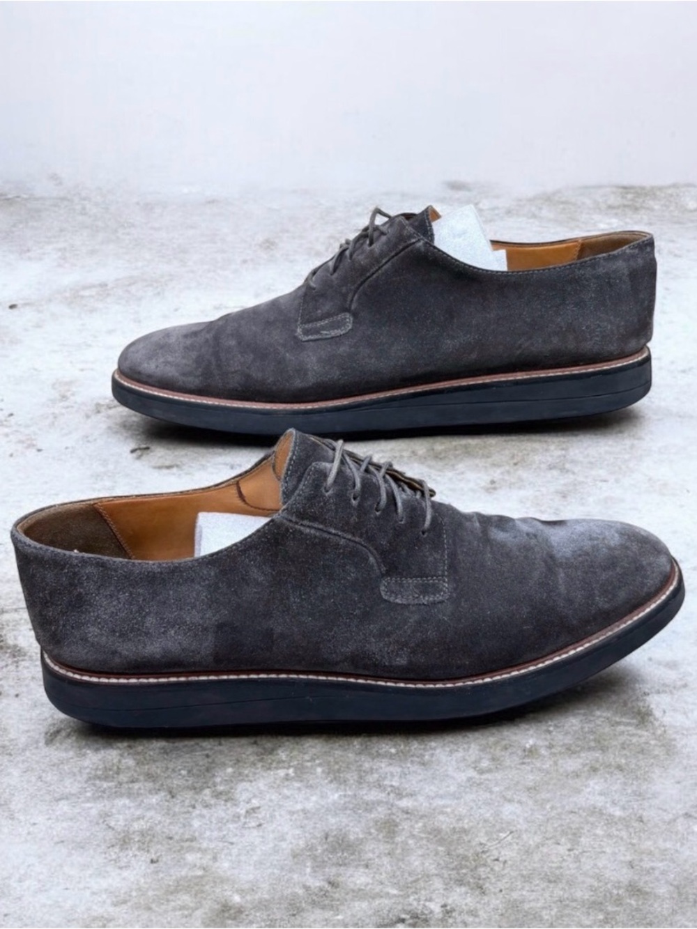 Vince Grey Suede Leather Lace Up Dress Shoes Men’s Size 11 - Picture 3 of 11